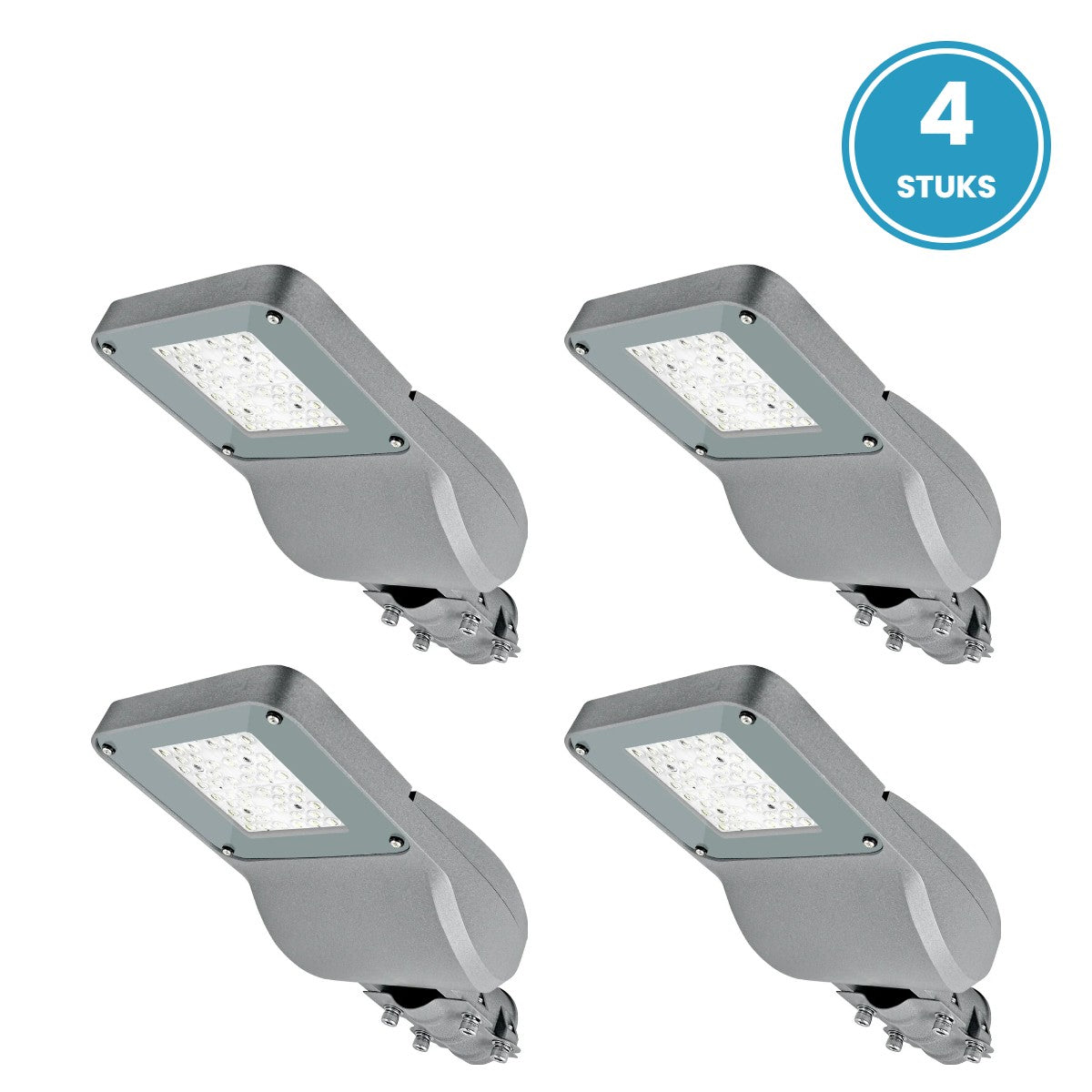 4× LED straatverlichting 30W warmwit 3000K - 4 stuks