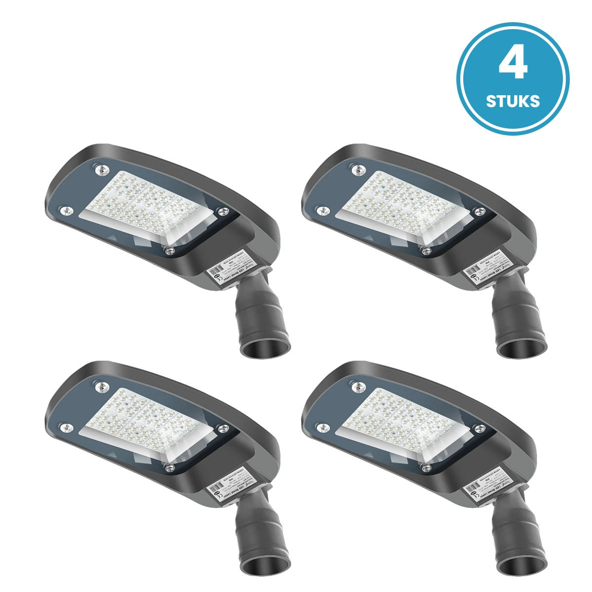 4× LED straatverlichting 60W koelwit 4000K - 4 stuks