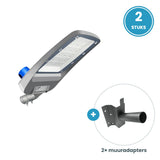 LED Straatverlichting 60W, Koelwit 4000K, Daglichtsensor, incl. 2 muuradapters - set 2 stuks