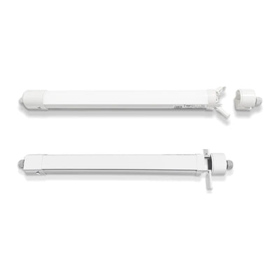 LED tri-proof armatuur 1200mm 36W 150 lm/W koppelbaar, voorkant en achterkant