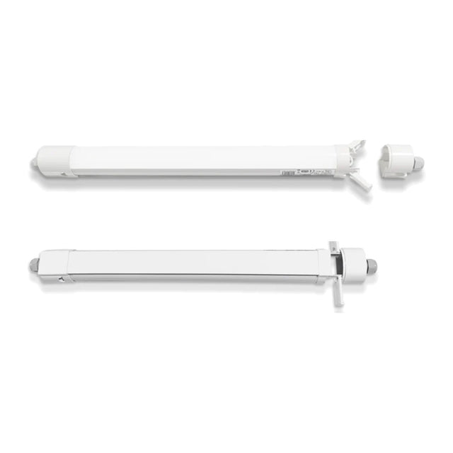 LED tri-proof armatuur 1200mm 36W 150 lm/W koppelbaar, voorkant en achterkant