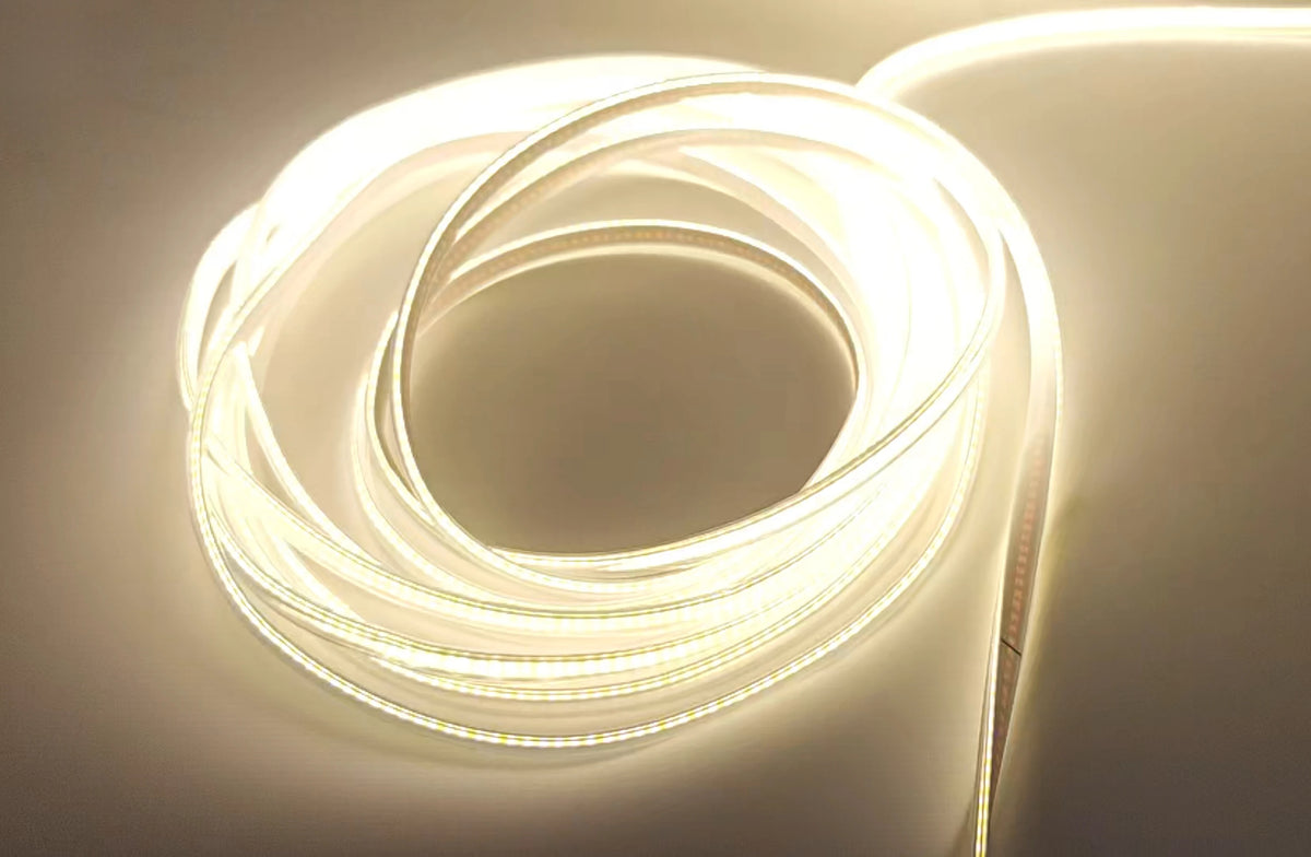 COB LED Lichtslang 230V, Warmwit 3000K, 10W/m, 1000lm/m, IP65, met verpakking