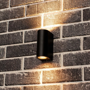 LED's Light LED Wandlamp buiten - Cilinder met 2 x GU10 fitting - Model Sapri - IP44 - Zwart
