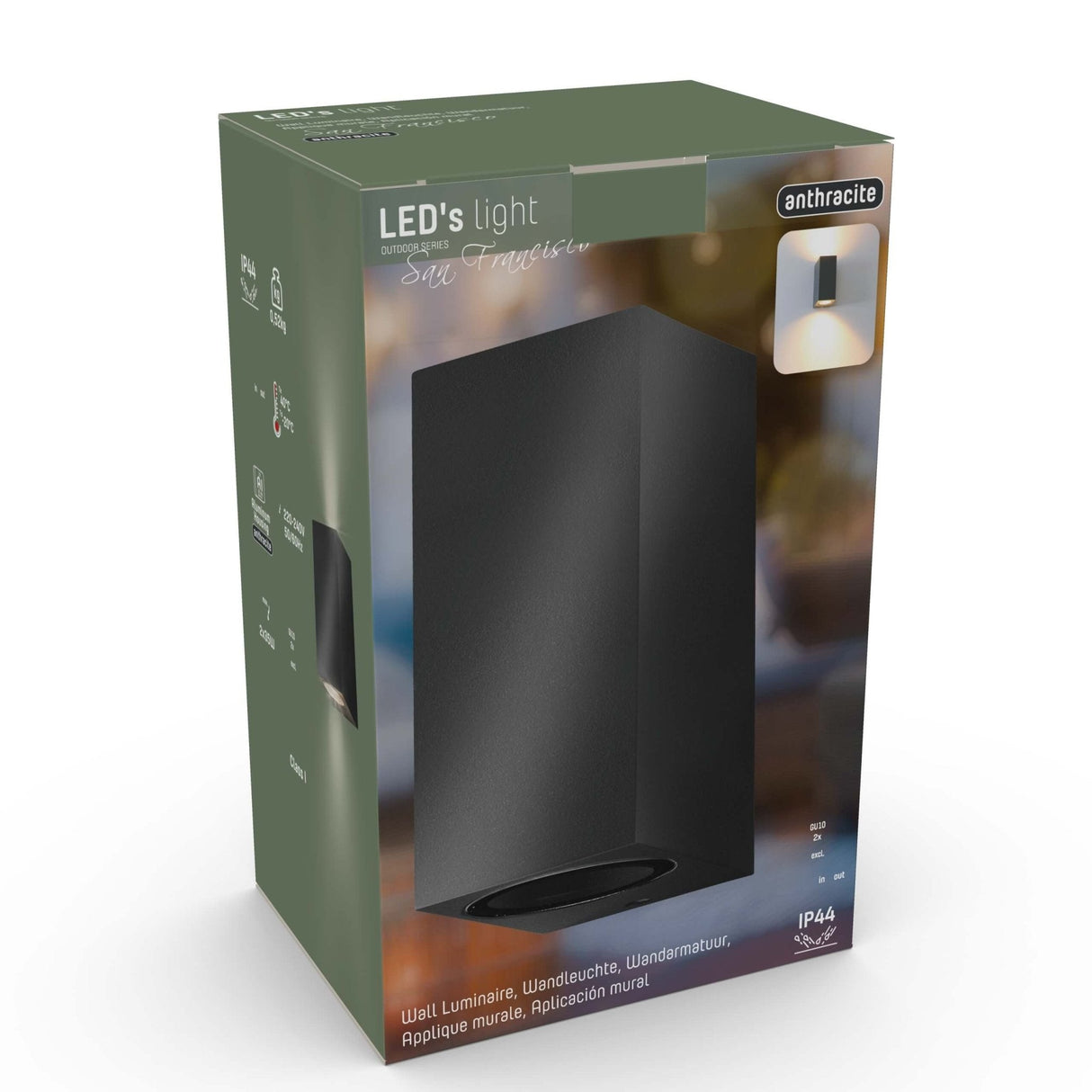 NØRD Up&Down - Lampe extérieure LED's Light avec douille GU10 - Rectangulaire - IP44 - Anthracite - Modèle Milan