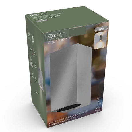 Lampe extérieure LED's Light avec douille GU10 - Rectangulaire - IP44 - Grise - Modèle Milan