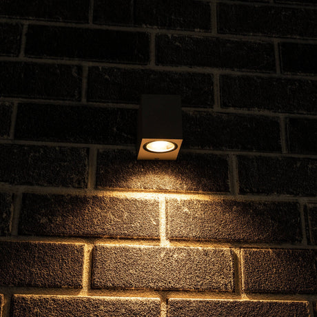 NØRD Down - Applique murale LED extérieure avec douille GU10 - Rome - Carrée - IP44 - Grise