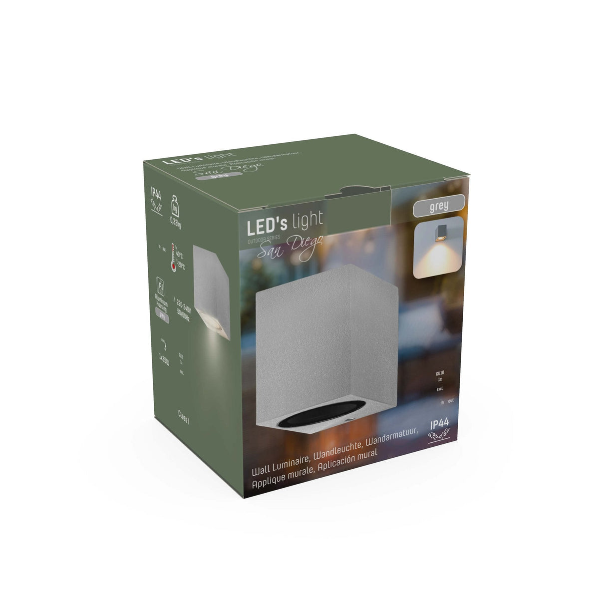 NØRD Down - LED Wandlamp buiten met GU10 fitting - Rome - Vierkant - IP44 - Grijs