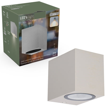 NØRD Down - Applique murale LED extérieure avec douille GU10 - Rome - Carrée - IP44 - Grise