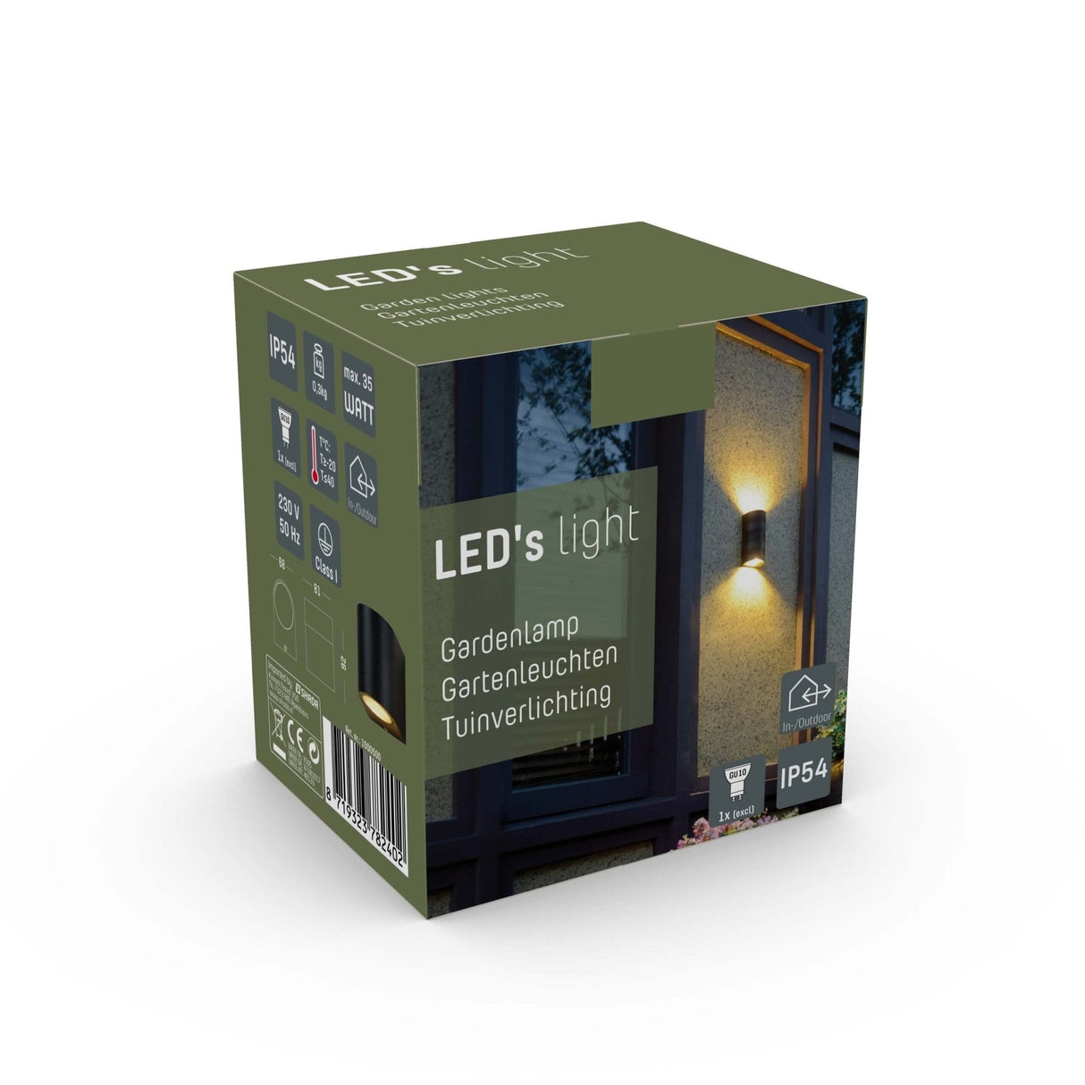 Applique murale extérieure LED's Light avec douille GU10 - Ronde - Modèle San Marino - IP44 - Noire