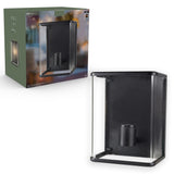 LED wandlamp glas rechthoek E27 fitting - IP44 waterdicht - 25cm - zwart