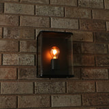 LED wandlamp glas rechthoek E27 fitting - IP44 waterdicht - 25cm - zwart