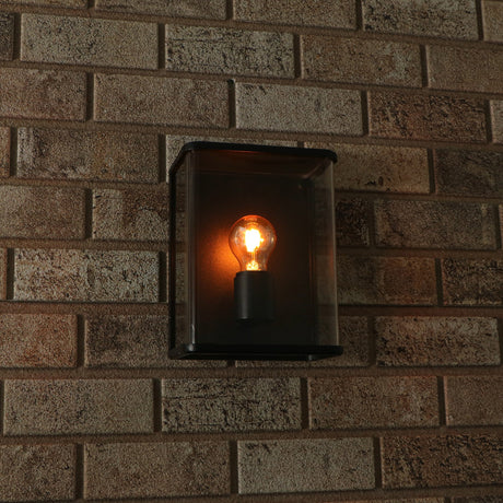 Applique LED en verre rectangulaire avec douille E27 - étanche IP44 - 25 cm - noire