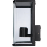 LED wandlamp glas rechthoek E27 fitting - IP44 waterdicht - 25cm - zwart