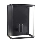 LED wandlamp glas rechthoek E27 fitting - IP44 waterdicht - 25cm - zwart