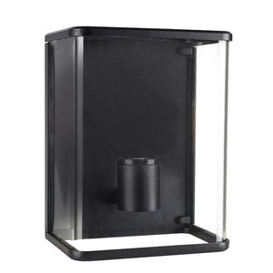 LED wandlamp glas rechthoek E27 fitting - IP44 waterdicht - 25cm - zwart