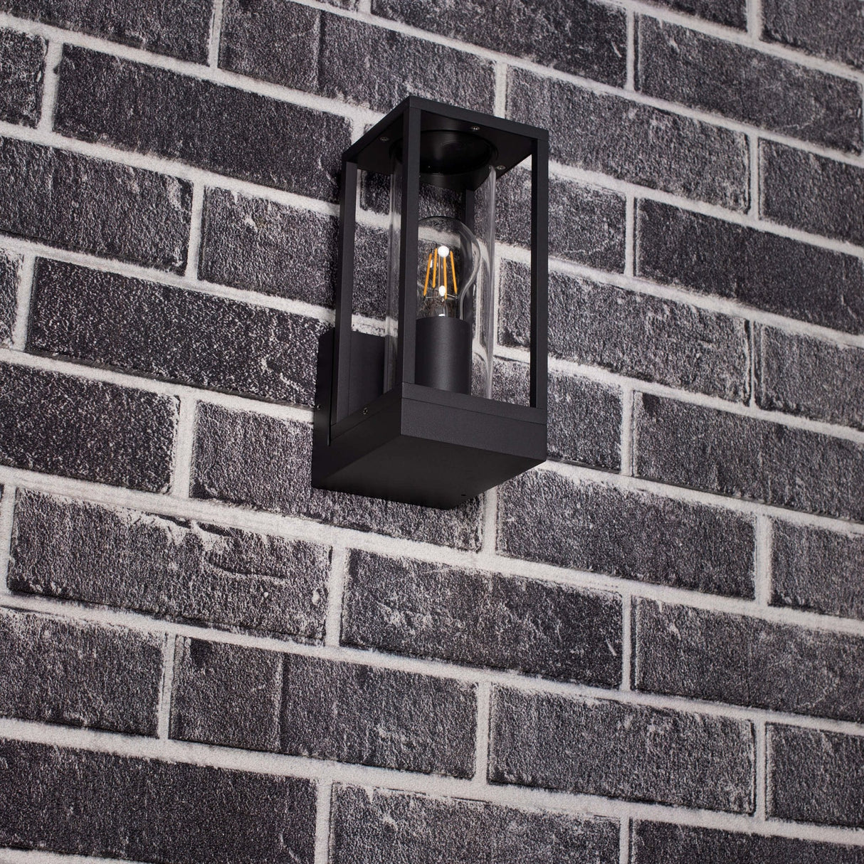 LED's Light LED Wandlamp met glazen ruiten - Rechthoek - E27 fitting - IP44 - Antraciet
