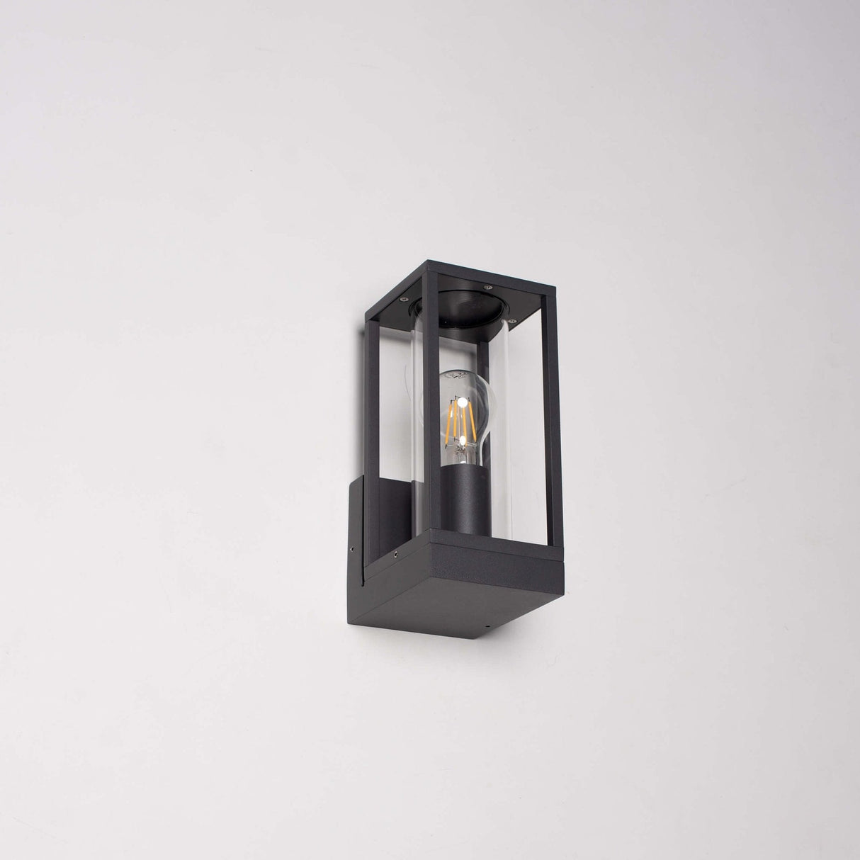 LED's Light LED Wandlamp met glazen ruiten - Rechthoek - E27 fitting - IP44 - Antraciet