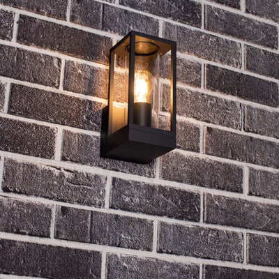LED's Light LED Wandlamp met glazen ruiten - Rechthoek - E27 fitting - IP44 - Antraciet