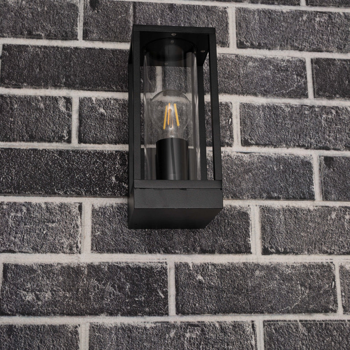 LED's Light applique murale LED avec vitres en verre - Rectangulaire - Douille E27 - IP44 - Noir