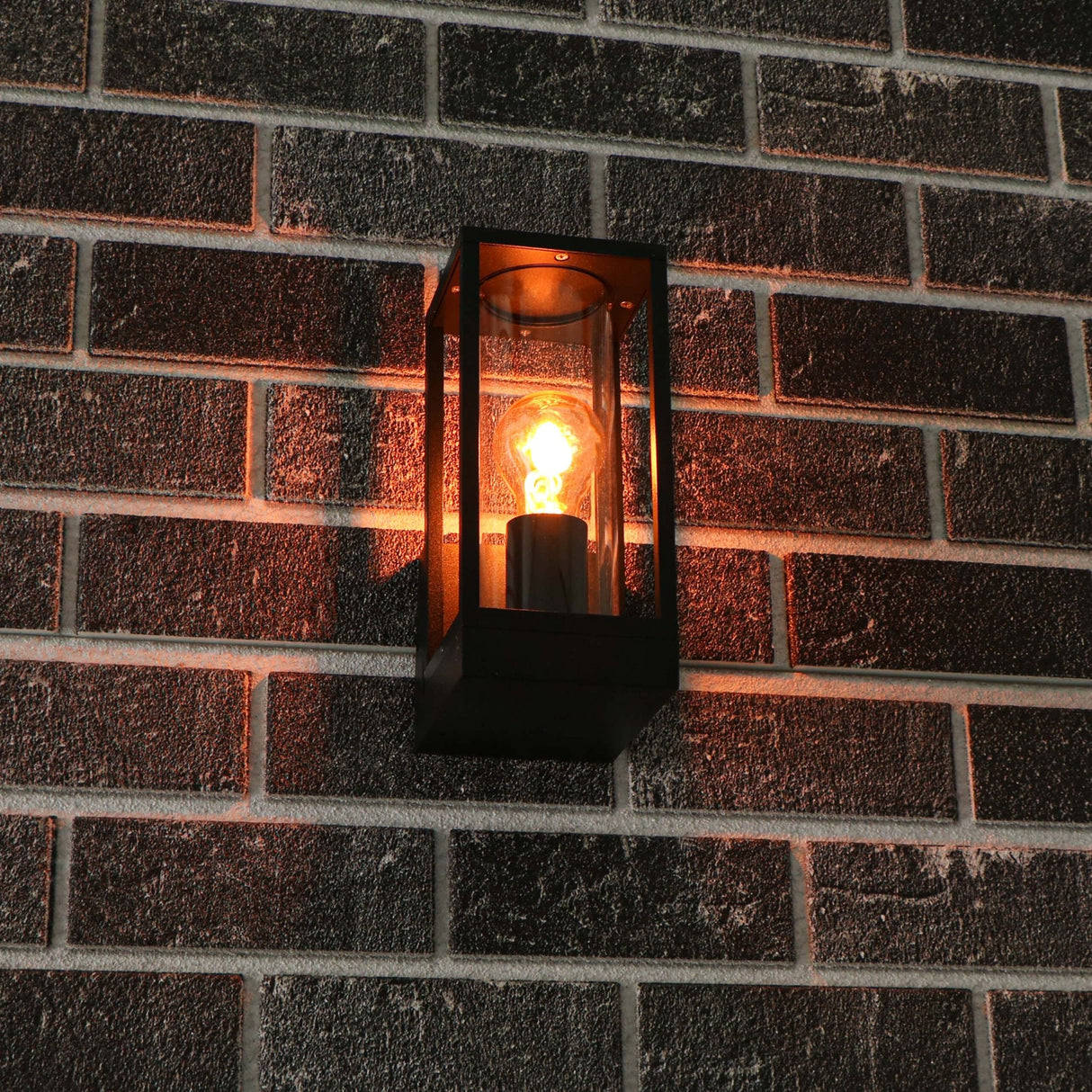 LED's Light applique murale LED avec vitres en verre - Rectangulaire - Douille E27 - IP44 - Noir