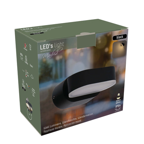 Lampe extérieure LED's Light - Modèle Rieti - Blanc chaud - Résistante à l’eau IP44 - Noire