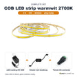 Complete set COB LED strip warmwit 2700K 5 meter met 24V 48W voeding, dimmer en female DC-connector