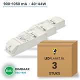 Doos met 3 stuks Dimbare LED-driver DALI - 40-44W - 900-1050 mA instelbaar - max. 42V - Philips Xitanium