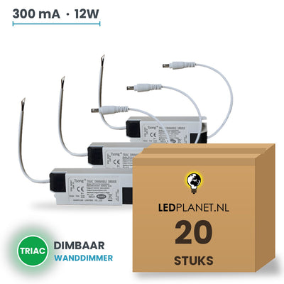 Doos met 20 stuks Dimbare LED-driver Triac - 12W - 300 mA - DC 27-42V