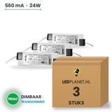 Doos met 3 stuks Dimbare LED-driver Triac - 24W - 560 mA - DC 27-42V
