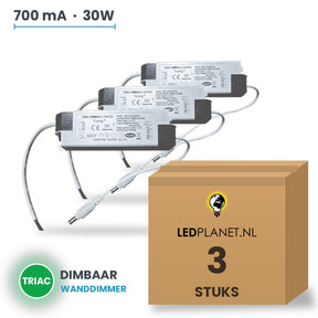 Doos met 3 stuks Dimbare LED-driver Triac - 30W - 700 mA - DC 27-42V