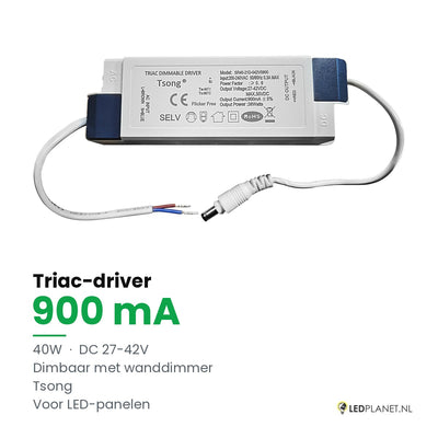 Dimbare LED-driver Triac - 40W - 900 mA - DC 27-42V