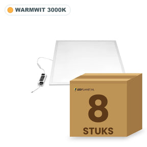 8 stuks LED paneel 60x60, 28W, UGR<19, warmwit 3000K, in doos