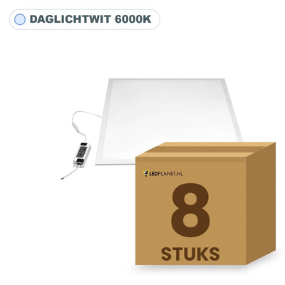 8 stuks LED paneel 60x60, 28W, UGR<19, daglichtwit 6000K, in doos