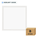 8 stuks LED paneel 62x62, 28W, UGR<19, koelwit 5000K, in doos