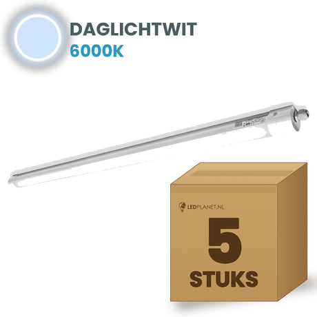 Doos met 5 LED tri-proof armaturen 600mm daglichtwit 6000K