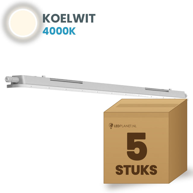 Doos met 5 LED tri-proof armaturen 600mm koelwit 4000K