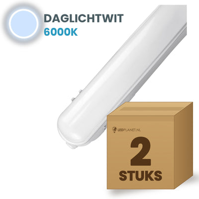 Doos met 2 LED tri-proof armaturen 1200mm daglichtwit 6000K