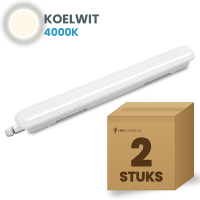 Doos met 2 LED tri-proof armaturen 1500mm koelwit 4000K