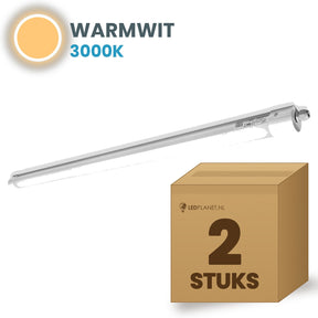 Doos met 2 LED tri-proof armaturen 1500mm warmwit 3000K