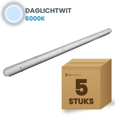 Doos met 5 LED tri-proof armaturen 1500mm daglichtwit 6000K