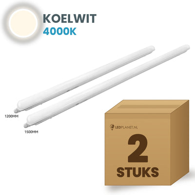 Doos met 2 LED tri-proof armaturen 1500mm koelwit 4000K