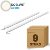 Doos met 9 LED tri-proof armaturen 1500mm koelwit 4000K