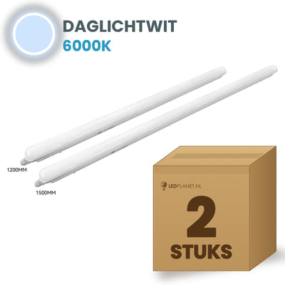 Doos met 2 LED tri-proof armaturen 1500mm daglichtwit 6000K