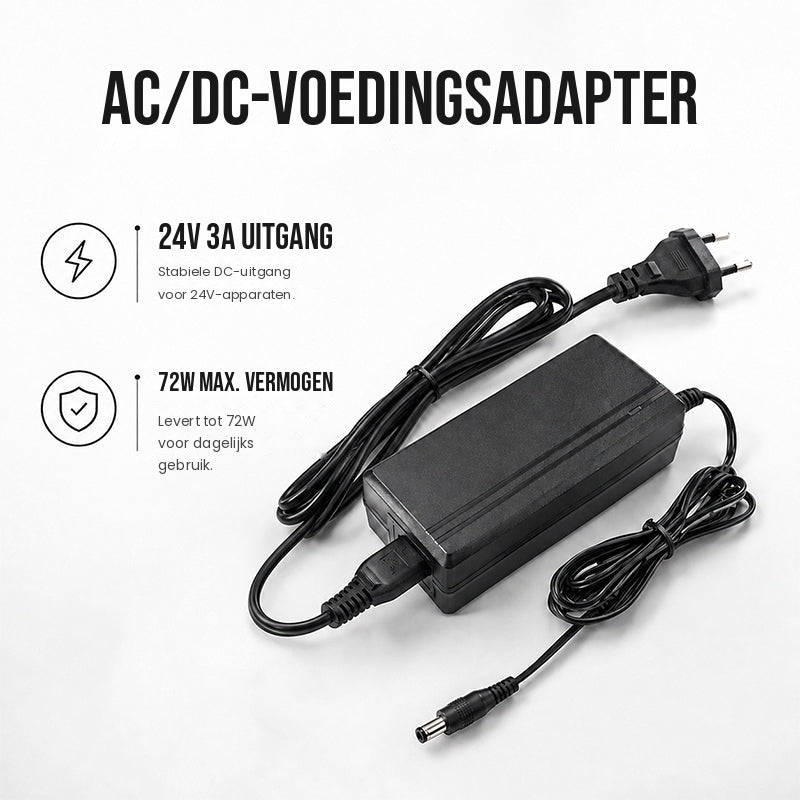 LED adapter met EU-stekker 24V 72W - uitgang en vermogen