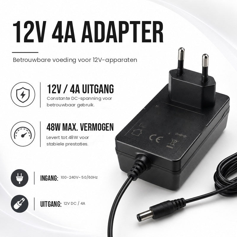 LED stekkervoeding met EU-stekker 12V 48W - uitgang en vermogen