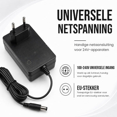 LED stekkervoeding met EU-stekker 24V - 100-240V ingang en EU-stekker
