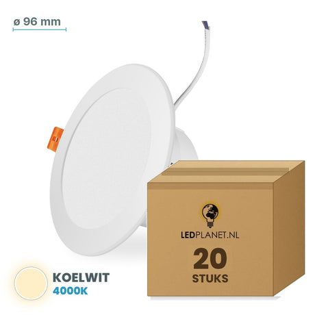 Set van 20 stuks LED downlight 5W - Koelwit 4000K - Ø96 mm - in LEDPLANET doos