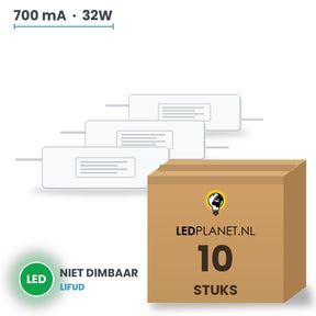 Doos met 10 stuks LED-driver voor LED-paneel - 32W - 700 mA - DC 33-42V - niet dimbaar - Lifud - met EU-stekker