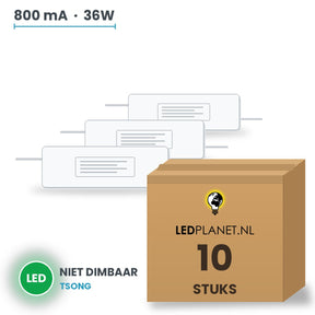 Doos met 10 stuks LED-driver voor LED-paneel - 36W - 800 mA - DC 27-42V - niet dimbaar - Tsong