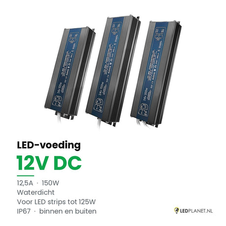 LED Driver 12V DC - 150W - 12,5A - waterdicht IP67